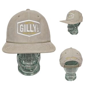 Vintage Gilly's American Lager Beige Corduroy Snapback Hat Adjustable Cap Gillys